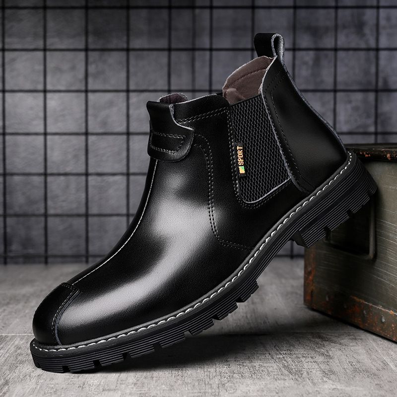 SXCHEN Men's Shoes Boots Ankle Bootie High-Top Leather Shoes, Real Soft Leather Winter New Martin Boots, Fashionable Retro Work Boots, Casual Leather Boots, Trendy Shoes, Men'S Short Boots