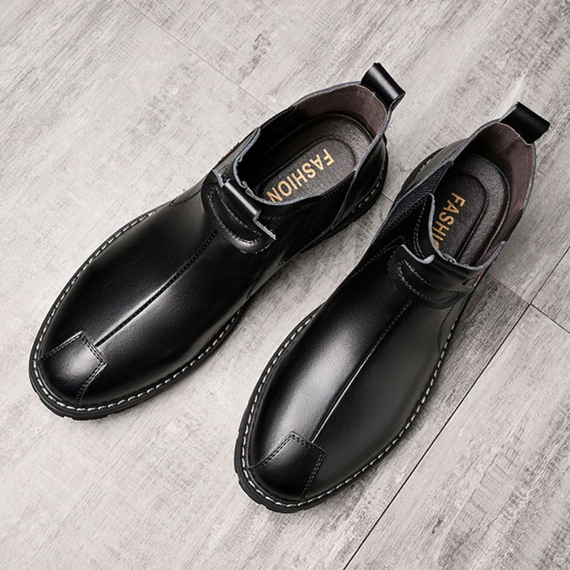 SXCHEN Men's Shoes Boots Ankle Bootie High-Top Leather Shoes, Real Soft Leather Winter New Martin Boots, Fashionable Retro Work Boots, Casual Leather Boots, Trendy Shoes, Men'S Short Boots