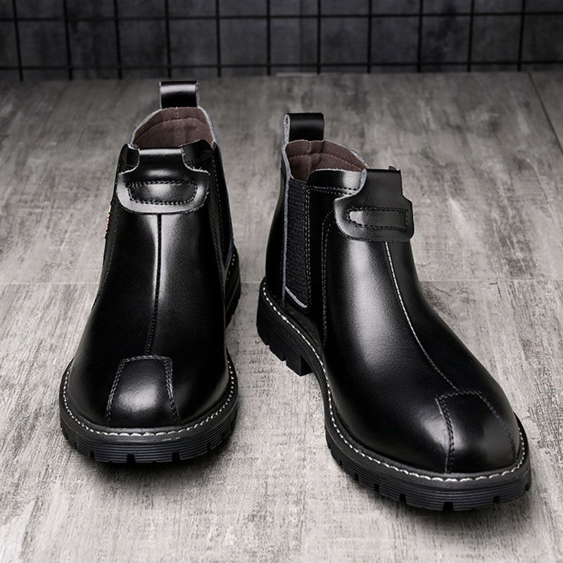 SXCHEN Men's Shoes Boots Ankle Bootie High-Top Leather Shoes, Real Soft Leather Winter New Martin Boots, Fashionable Retro Work Boots, Casual Leather Boots, Trendy Shoes, Men'S Short Boots