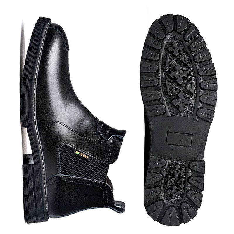 SXCHEN Men's Shoes Boots Ankle Bootie High-Top Leather Shoes, Real Soft Leather Winter New Martin Boots, Fashionable Retro Work Boots, Casual Leather Boots, Trendy Shoes, Men'S Short Boots