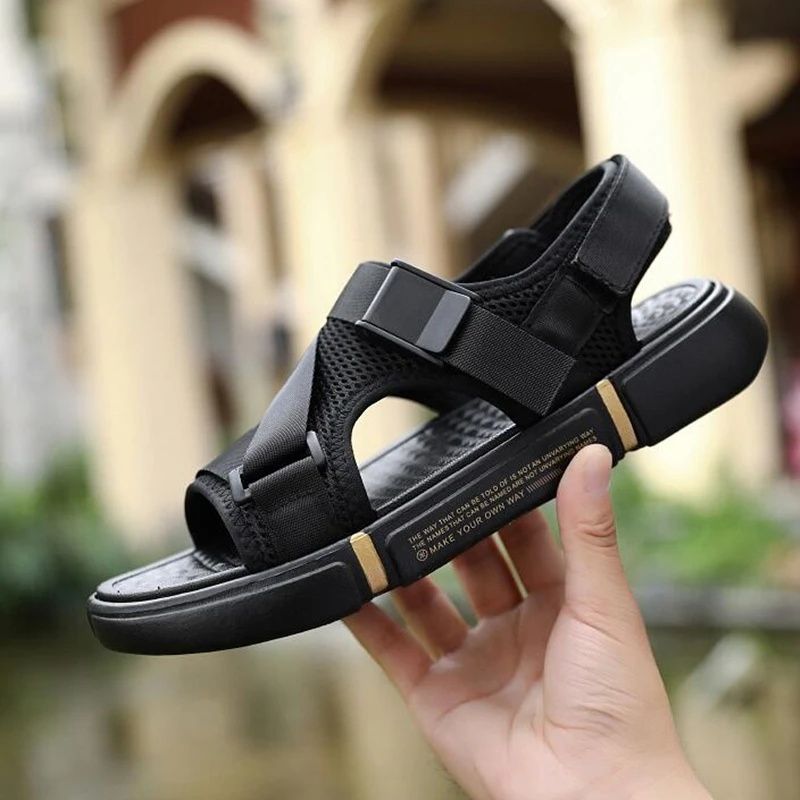 SXCHEN SXCHEN Men's Shoes Sandals Fashionable Casual Open-Toe Breathable Beach Velcro Slip-On Beach Shoes Sandals