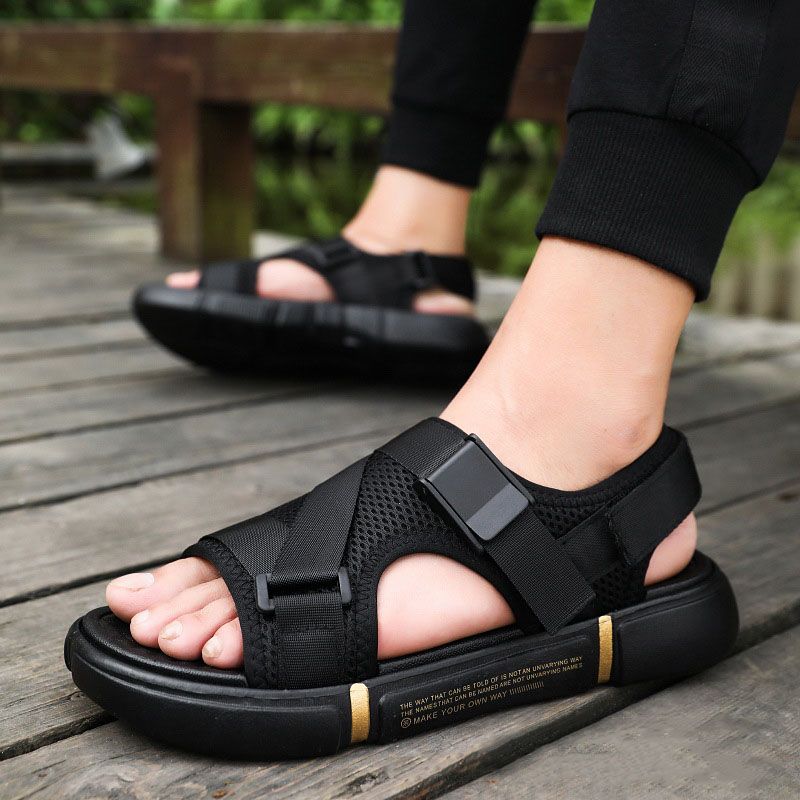 SXCHEN SXCHEN Men's Shoes Sandals Fashionable Casual Open-Toe Breathable Beach Velcro Slip-On Beach Shoes Sandals