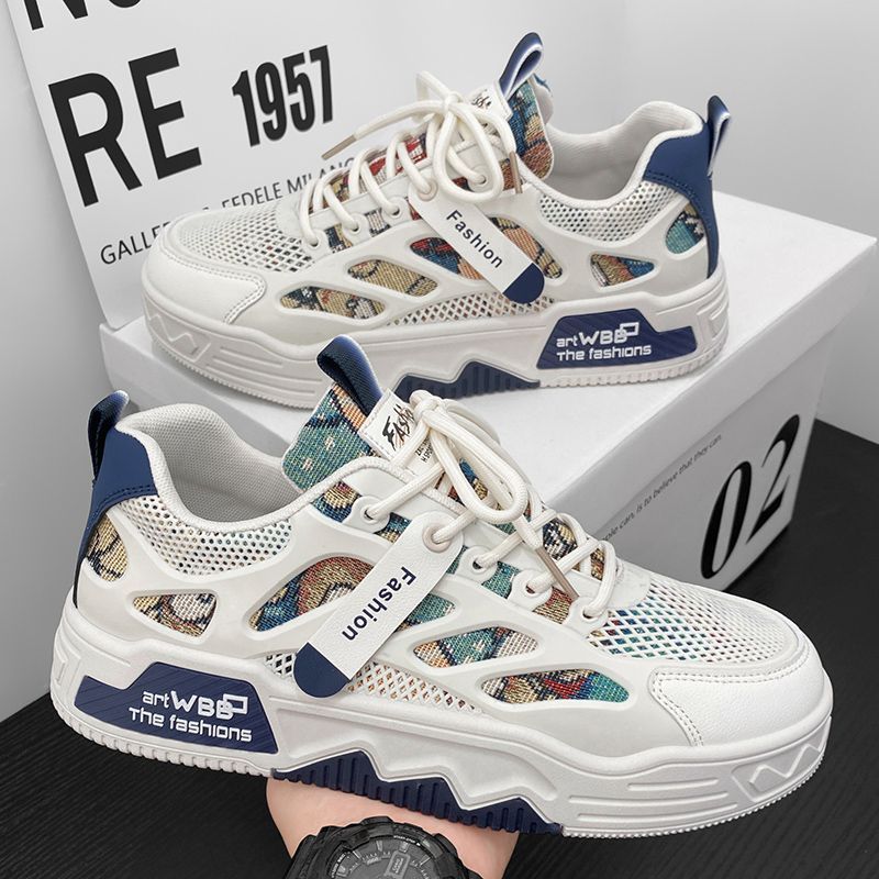 SXCHEN Men's Shoes Sneakers New Breathable And Versatile Sneakers, National Trend, Lightweight Mesh Sneakers, Casual White Shoes, Sneakers Sports Shoes