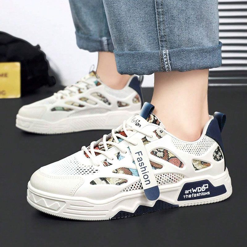 SXCHEN Men's Shoes Sneakers New Breathable And Versatile Sneakers, National Trend, Lightweight Mesh Sneakers, Casual White Shoes, Sneakers Sports Shoes