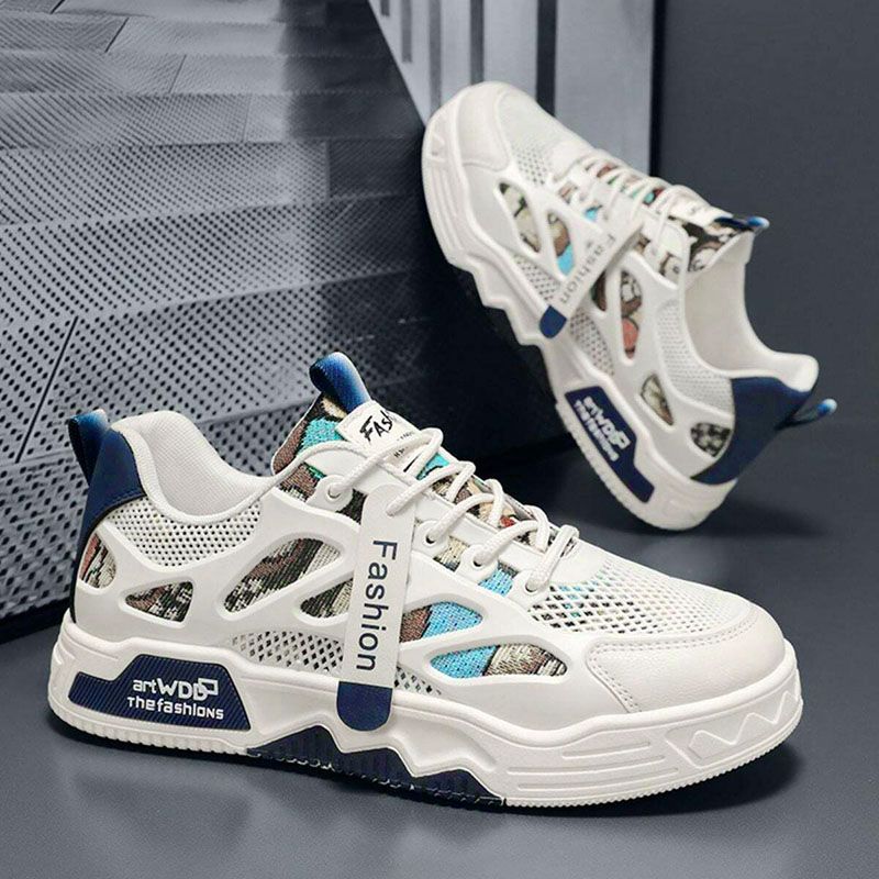 SXCHEN Men's Shoes Sneakers New Breathable And Versatile Sneakers, National Trend, Lightweight Mesh Sneakers, Casual White Shoes, Sneakers Sports Shoes