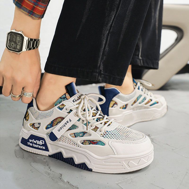 SXCHEN Men's Shoes Sneakers New Breathable And Versatile Sneakers, National Trend, Lightweight Mesh Sneakers, Casual White Shoes, Sneakers Sports Shoes