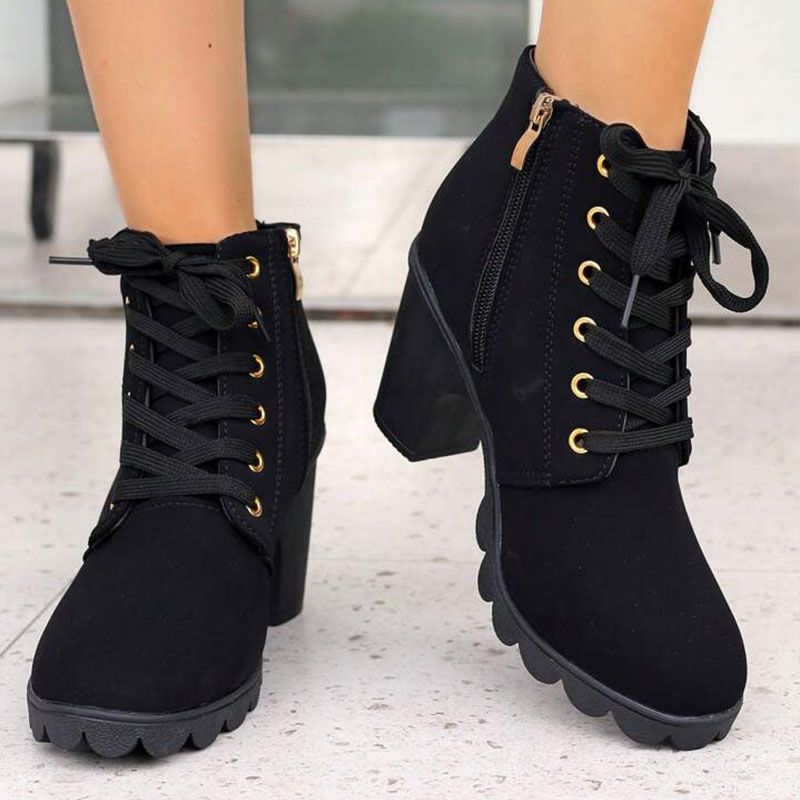 SXCHEN Women's Shoes Boots Ankle Bootie Large Size New British Style Thick Heel High Heel Martin Boots Women Strap Belt Buckle Ankle Boots Non-slip Ladies Shoe  Fashion Thick Soles Mom Shoes