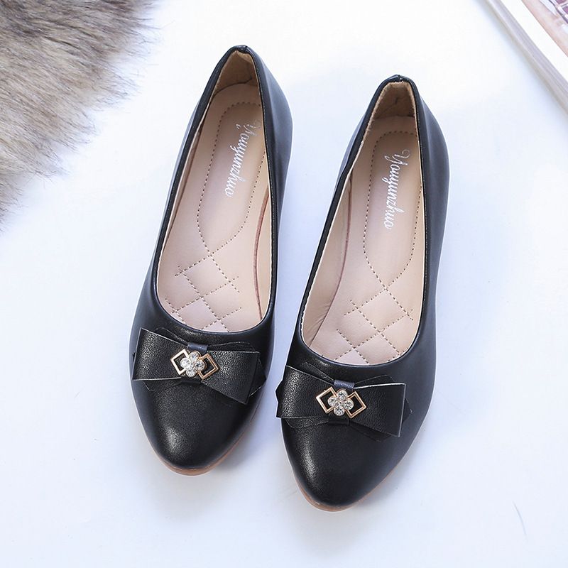 SXCHEN Women's Shoes Heels Fashionable Round Toe Wedge Fashion Casual Large Size Women Shallow Mouth Bow Single Shoes High Ladies Shoes Girls Black School Fashion Comfort Mam Anti-slip