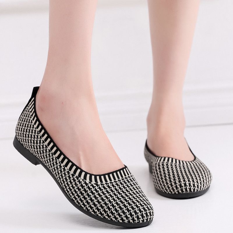 SXCHEN Women's Shoes Flats Loafers New Style Shallow Slip-On Casual Lazy Shoes Flat Women Shoes Mother's Shoes Single Shoes Grey Ladies Shoes Girls School Fashion Comfort Mam Anti-slip Outdoor Runnin