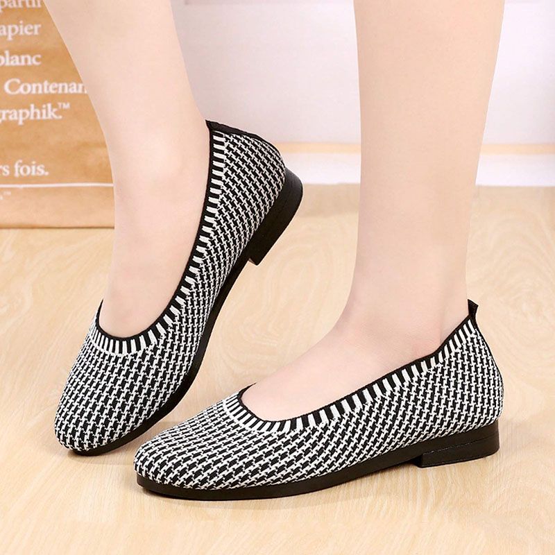 SXCHEN Women's Shoes Flats Loafers New Style Shallow Slip-On Casual Lazy Shoes Flat Women Shoes Mother's Shoes Single Shoes Grey Ladies Shoes Girls School Fashion Comfort Mam Anti-slip Outdoor Runnin