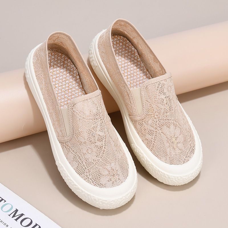 SXCHEN Women's Shoes Flats Loafers Versatile Mesh Slip-On Casual Breathable Soft-Soled Mother's Lazy Shoes Single Shoes Flat-Soled Loafers Ladies Shoes Girls School Fashion Comfort Mam Anti-slip Runni C-1,EU37