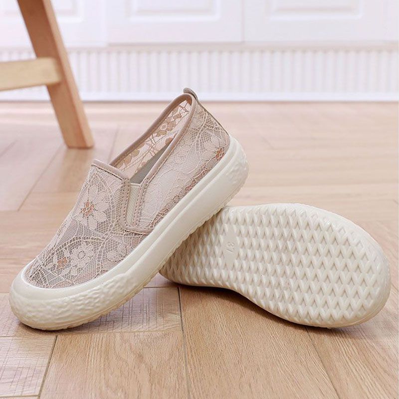 SXCHEN Women's Shoes Flats Loafers Versatile Mesh Slip-On Casual Breathable Soft-Soled Mother's Lazy Shoes Single Shoes Flat-Soled Loafers Ladies Shoes Girls School Fashion Comfort Mam Anti-slip Runni