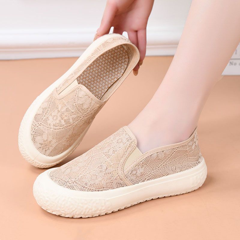 SXCHEN Women's Shoes Flats Loafers Versatile Mesh Slip-On Casual Breathable Soft-Soled Mother's Lazy Shoes Single Shoes Flat-Soled Loafers Ladies Shoes Girls School Fashion Comfort Mam Anti-slip Runni