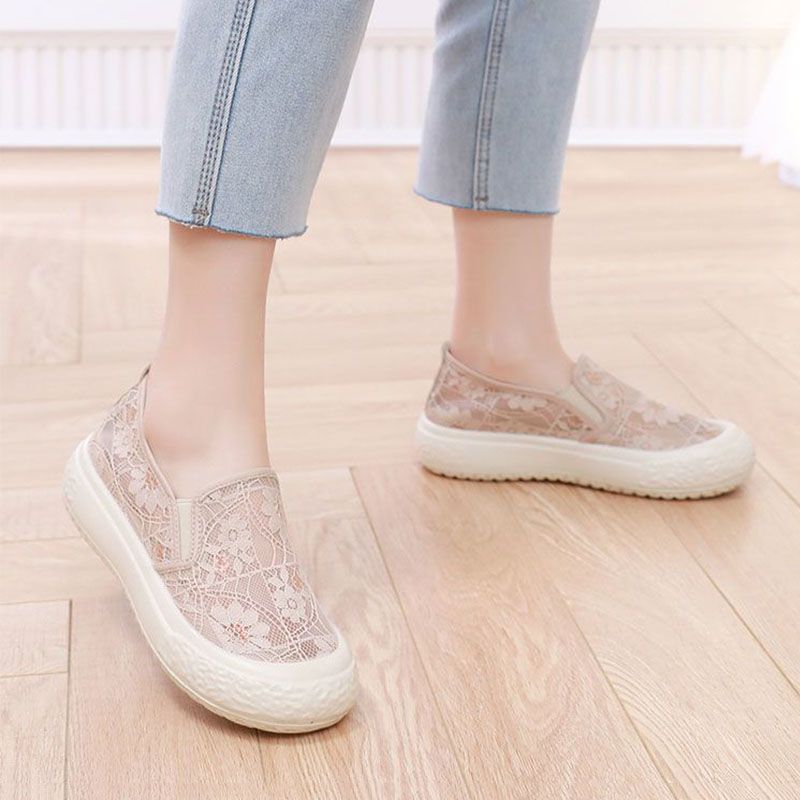 SXCHEN Women's Shoes Flats Loafers Versatile Mesh Slip-On Casual Breathable Soft-Soled Mother's Lazy Shoes Single Shoes Flat-Soled Loafers Ladies Shoes Girls School Fashion Comfort Mam Anti-slip Runni
