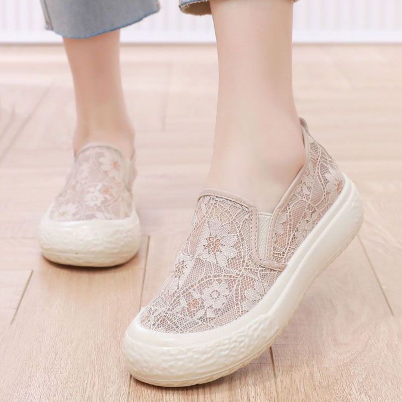 SXCHEN Women's Shoes Flats Loafers Versatile Mesh Slip-On Casual Breathable Soft-Soled Mother's Lazy Shoes Single Shoes Flat-Soled Loafers Ladies Shoes Girls School Fashion Comfort Mam Anti-slip Runni