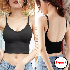 SXCHEN Women's Black Crop Tops - 2-Pack Adjustable Thin Straps V-Neck Tank Tops, Breathable Fabric, Perfect For Layering, Casual Wear, Loungewear, And Summer Outfits