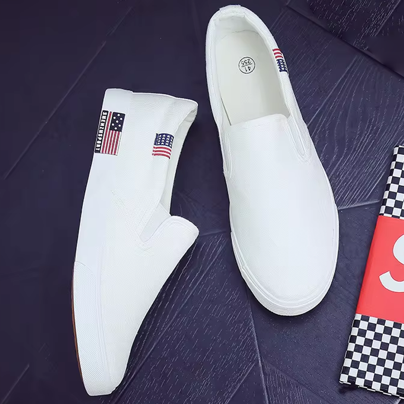 SXCHEN Men's Shoes Flats Loafers Shoes Fashion Hot Sale Large Size for Couples Casual Student White Shoes Canvas Shoes Sneakers Shoes Walking Shoe Slip-On Men Shoes Boys Flat Shoes