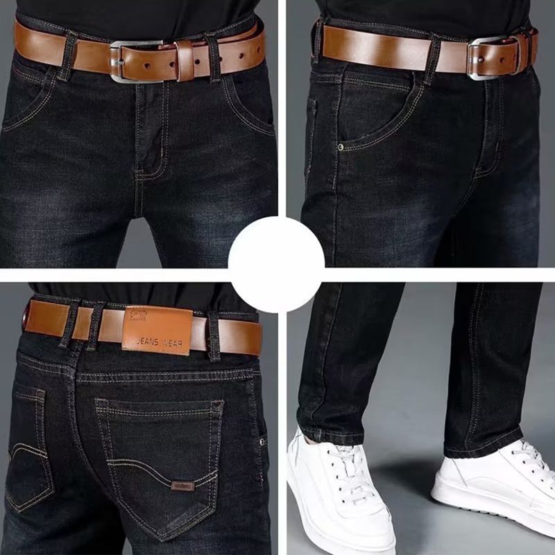 SXCHEN Men Clothing Pants Jeans Stretch Thin Jeans, Loose Straight Elastic Trousers, Business Trousers, Work Casual, Versatile Men Trousers  Jeans