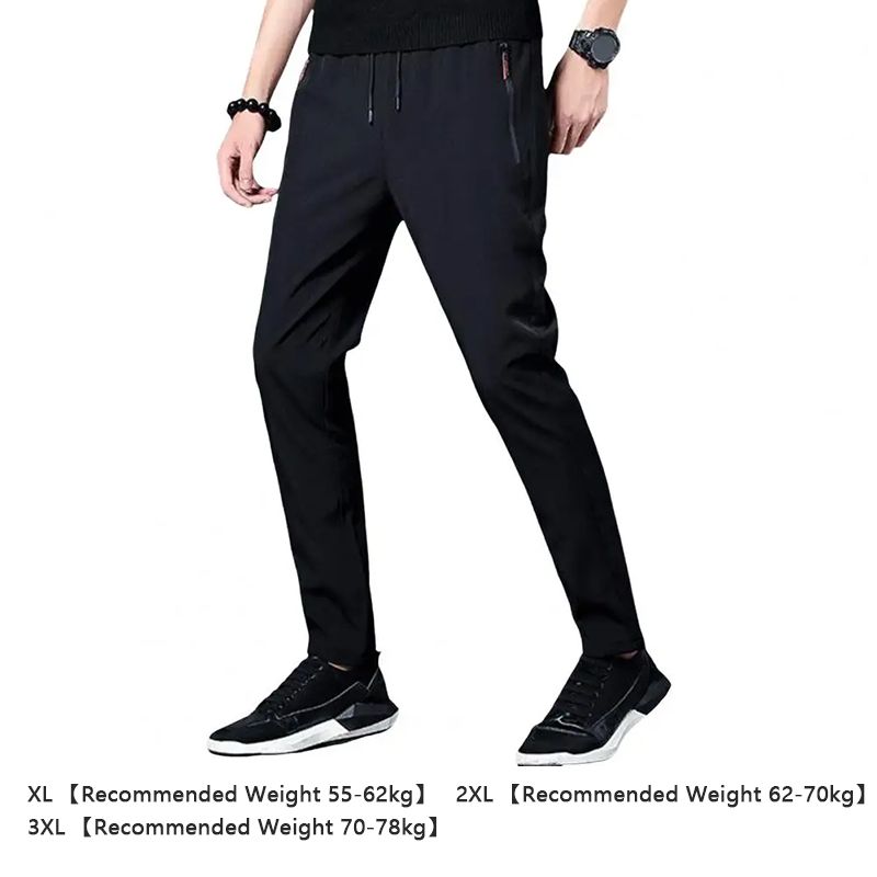 SXCHEN Men's Clothing Activewear Active Pants Ice Silk Thin Trousers Loose Zipper Straight Slim Casual Trousers Stretch Sports Trousers