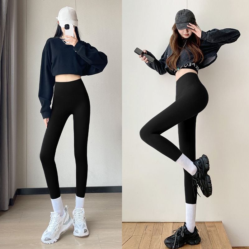 SXCHEN Women Clothing Activewear Active Pants No Embarrassing Line Shark Pants Yoga Pants High Waist Tummy Control Butt Lift Tight Slimming Yoga Leggings Sports Pants Nine-Point Pants