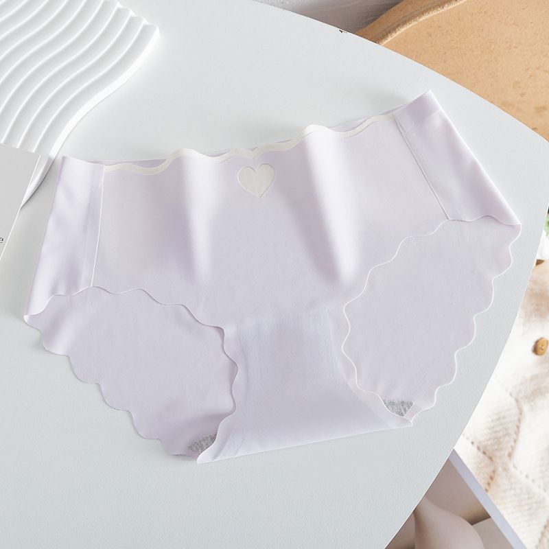 SXCHEN Women's Clothing Lingerie Panties【4-Pack】Love Heart Panties Seamless Antibacterial Pure Ice Silk Panties Thin Girls Sexy Mid-Waist Briefs Underwear