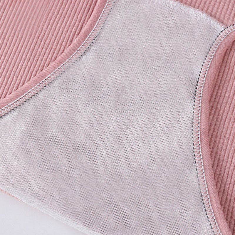SXCHEN 【5-Pack】Women's Clothing Lingerie Panties Underwear For Female Students Korean Style Threaded Mid-Waist Girl's Cute Large Size Underwear Panties