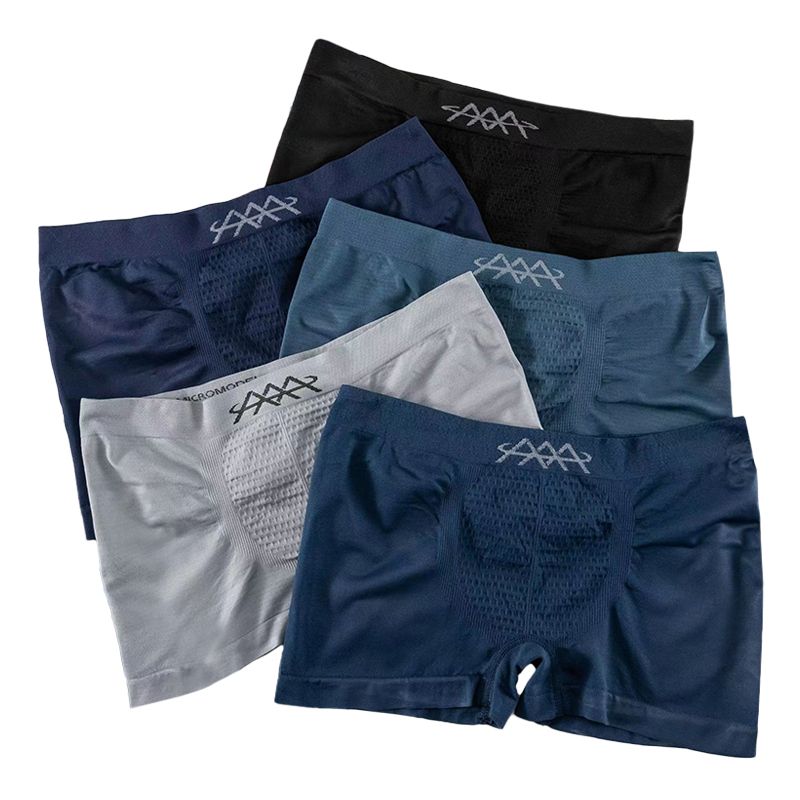SXCHEN Men's Underwear Boxer Briefs 【5 Pack 】 Mid-Waist Seamless Boxer Briefs, Seamless, Breathable, Soft, Elastic And Comfortable, Sports Large Size Boxer Briefs