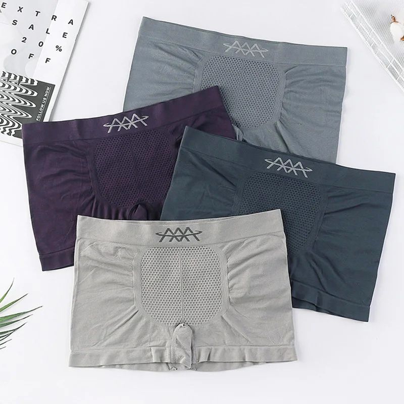 SXCHEN Men's Underwear Boxer Briefs 【5 Pack 】 Mid-Waist Seamless Boxer Briefs, Seamless, Breathable, Soft, Elastic And Comfortable, Sports Large Size Boxer Briefs