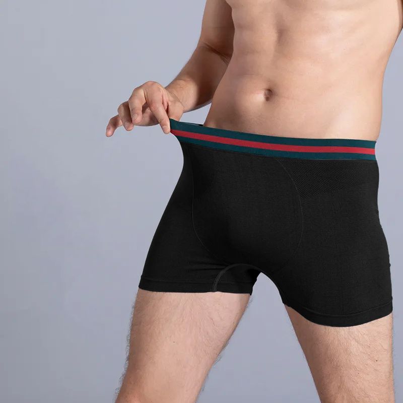 SXCHEN Men's Underwear Boxer Briefs 【3-Pack】New Seamless Mid-Waist Cotton Trousers And Boxer Briefs With U-Convex Design Underwear Boxer Briefs