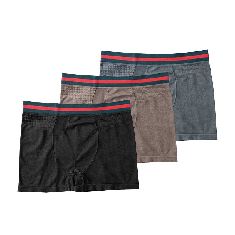 SXCHEN Men's Underwear Boxer Briefs 【3-Pack】New Seamless Mid-Waist Cotton Trousers And Boxer Briefs With U-Convex Design Underwear Boxer Briefs