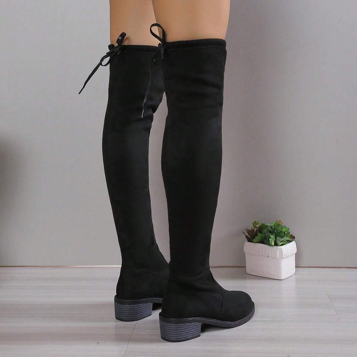 SXCHEN Women's Shoes Boots Over-The-Knee Ladies Shoes Long Boots Women Boots New Edition Boots Show Slim Knee High Elastic Suede Boots for Women Boots For Girl Party Gift Style Boots In Black Fashion