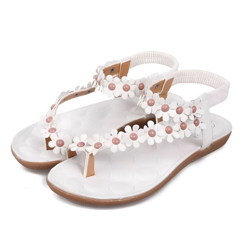 SXCHEN Ladies Shoes Women's Sandals Toe Flowers Casual Flat Shoes Women Flat Shoes Fashion Girls Open Toe Beach Sandalias Non-Slip Flat Heel Bohemian Sandals Casual Fashion Floral Flip Flops