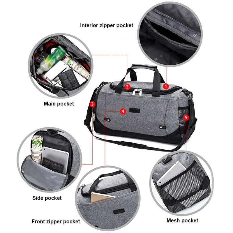 SXCHEN New Big Travel Bag Business Bag Large Capacity Men Hand Luggage Duffle Bags Nylon Weekend Bags Fashion Africa Grey Foldable Oxford Waterproof Unisex Gym Bags Women Multifunctional Bags Unisex