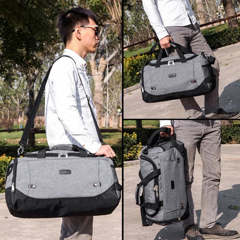 SXCHEN New Big Travel Bag Business Bag Large Capacity Men Hand Luggage Duffle Bags Nylon Weekend Bags Fashion Africa Grey Foldable Oxford Waterproof Unisex Gym Bags Women Multifunctional Bags Unisex