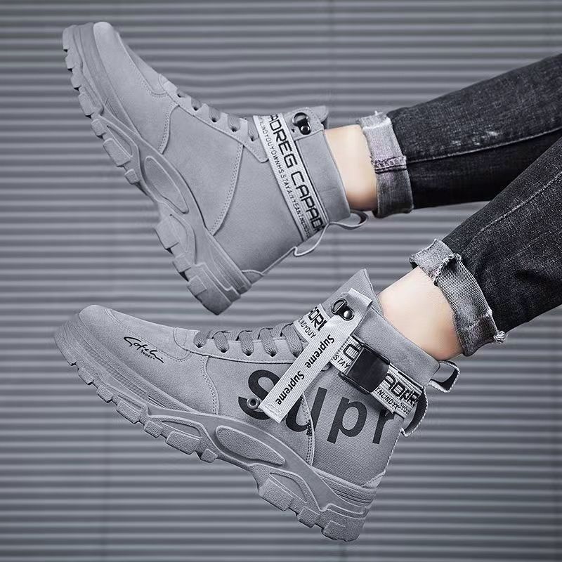 SXCHEN New Men’s Shoes Martin Boots Trendy Shoes High-top Tooling Boots Wild Trend Plus Boy Fashion Sneakers Basketball Shoes Run Sports Mountaineering Casual Outdoor Trave Men&apos;s Shoes Air Force