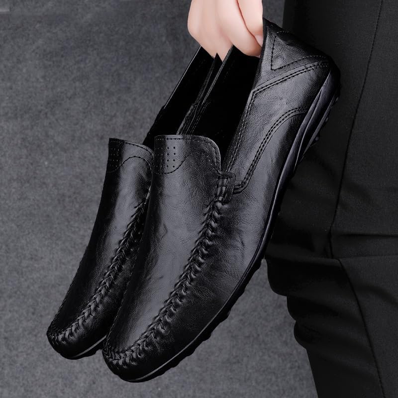 SXCHEN Loafers Leather Shoe Soft Bottom Soft Artificial Leather Dad Shoes Peas Shoes Lightweight slip on Driving Shoes Fashion Party Hot Sale Men's Casual Leather Hollow Breathable size41-44