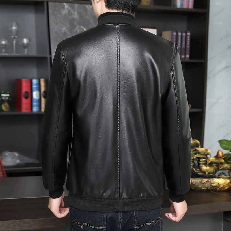 SXCHEN Men's Jacket High Quality Men PU Leather Motorbike Jacket Fashion Slim Fit  Coat Convenient Long Sleeve Stand Collar Neck Casual Boy Overcoat Black Trench Coats Parties Top Clubs Business Work