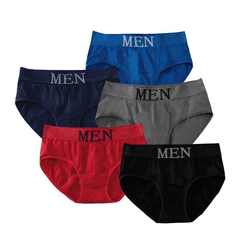 【5-Pack】 SXCHEN Men's Clothing Underwear Briefs Seamless Plus Size Teen  Underwear Breathable And Comfortable Sports Mid-Waist Briefs