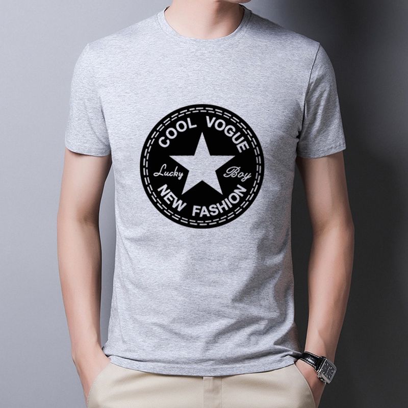 SXCHEN New 3 packs T-Shirts Men's Clothing Tops Man Short-Sleeved Star Printing Student Plus Size Boy Fashion Festival Office Gift U Unisex Lovers Sport Crew Neck Black White Gray Sets Dad Casua