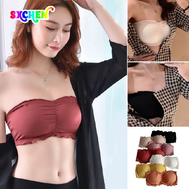 SXCHEN Women's Clothing Lingerie Bras 【2-Pack】Strapless Bandeau Bra, Push-Up, Seamless, Anti-Exposure, Wrap-Around Chest, Hot Style, Beautiful Back, New Bra