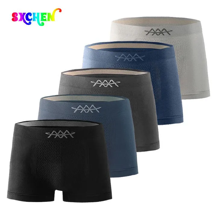 SXCHEN Men's Underwear Boxer Briefs 【5 Pack 】 Mid-Waist Seamless Boxer Briefs, Seamless, Breathable, Soft, Elastic And Comfortable, Sports Large Size Boxer Briefs