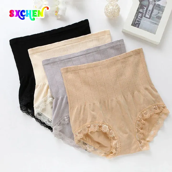SXCHEN Women's Clothing Lingerie Panties【4-Pack】Seamless High Waist Tummy Control Panties Butt Lift Shaping Pants Body Shaping Lace Panties Sport Underpants