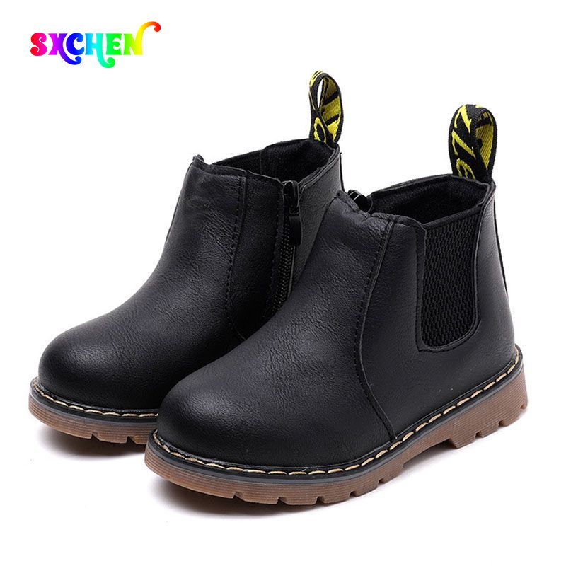 SXCHEN Kids Shoes Children's Unisex Martin Boots English Single Boots Short Boots Boys Boots Boutique Baby Leather Boots Boy Martin Boots Girl Short Boots Fashion Boots School Shoes Anti-sli