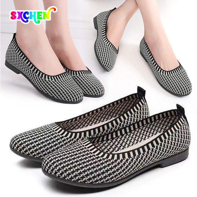SXCHEN Women's Shoes Flats Loafers New Style Shallow Slip-On Casual Lazy Shoes Flat Women Shoes Mother's Shoes Single Shoes Grey Ladies Shoes Girls School Fashion Comfort Mam Anti-slip Outdoor Runnin