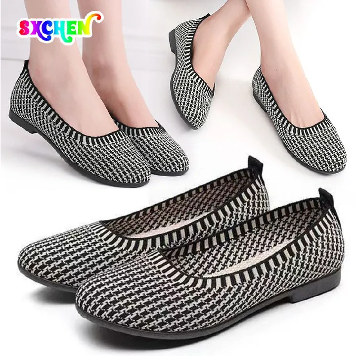 SXCHEN Women's Shoes Flats Loafers New Style Shallow Slip-On Casual Lazy Shoes Flat Women Shoes Mother's Shoes Single Shoes Grey Ladies Shoes Girls School Fashion Comfort Mam Anti-slip Outdoor Runnin