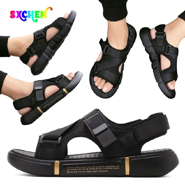 SXCHEN SXCHEN Men's Shoes Sandals Fashionable Casual Open-Toe Breathable Beach Velcro Slip-On Beach Shoes Sandals