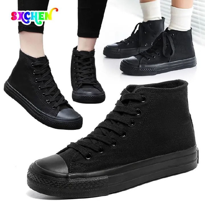 SXCHEN Women Shoes Boots Ankle Bootie Style Canvas High-Top Shoes Trendy Large Size Versatile Breathable Women Shoes Casual Boots Ladies Shoe Running elastic band Girls School Shoes Flat Shoes