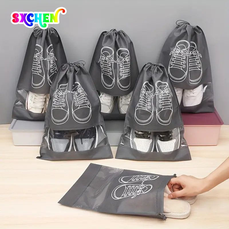 SXCHEN Shoe Bags Shoe Storage Bag Shoe Bag Non-Woven Dustproof And Moisture-Proof Business Trip Artifact Shoe Storage Household Transparent Shoe Cover