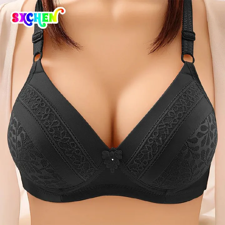 SXCHEN Women'S Clothing Lingerie Bras Thin Wire-Free Bra For Middle-Aged And Elderly Women, Traditional Three-Breasted Back Bra