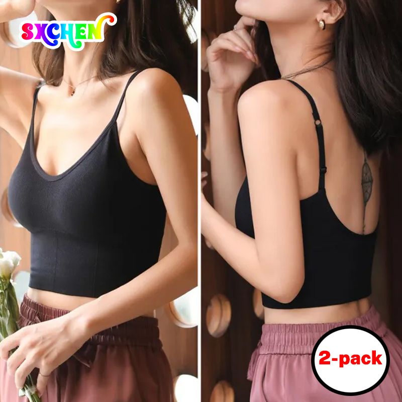 SXCHEN 2 Pack Women's Clothing Lingerie Bras Popular U-Shaped Beautiful Back Sling Seamless Breast-Wrapped Women Comfortable Vest-Style Bra Ladies Lingerie Girls Sling Bra School Lady